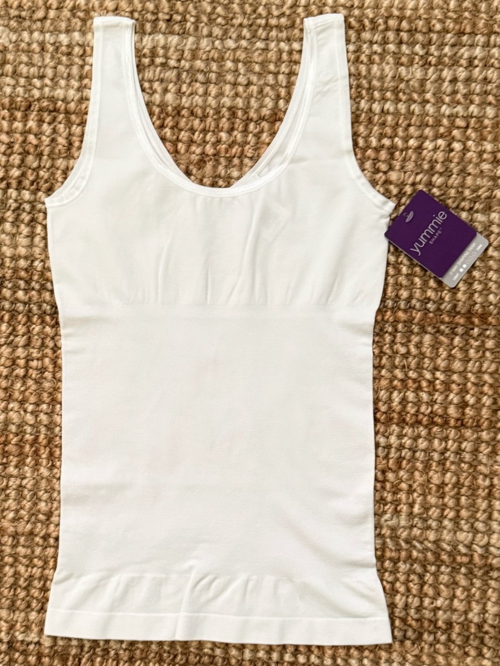 Yummie Reversible Compression Tank, White, Size Small